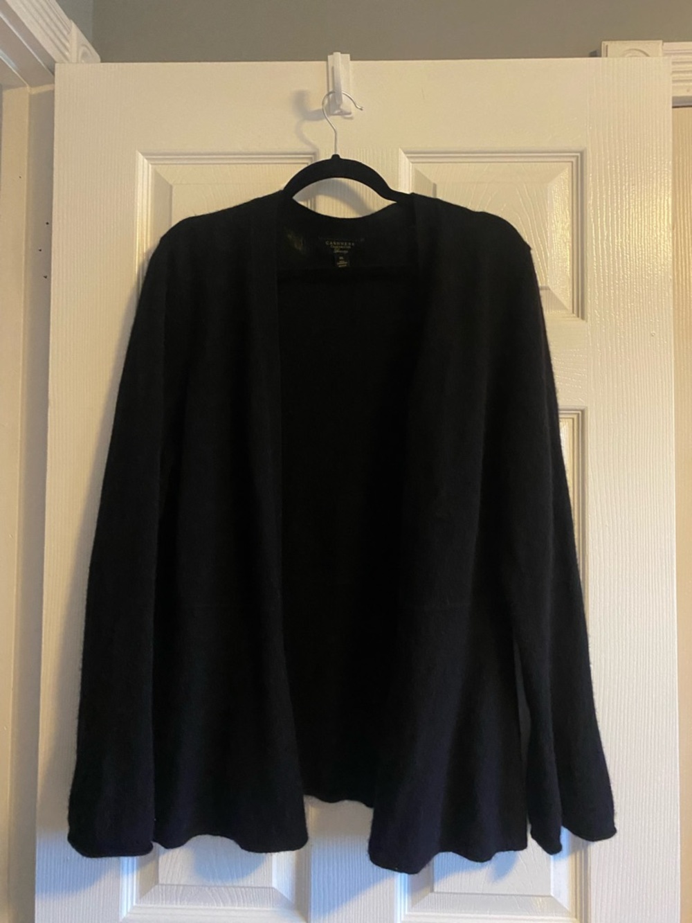 Cashmere Open-Front Black Women's Sweater Cardigan